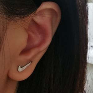 NIKE Earrings Check tick titanium silver stud earrings